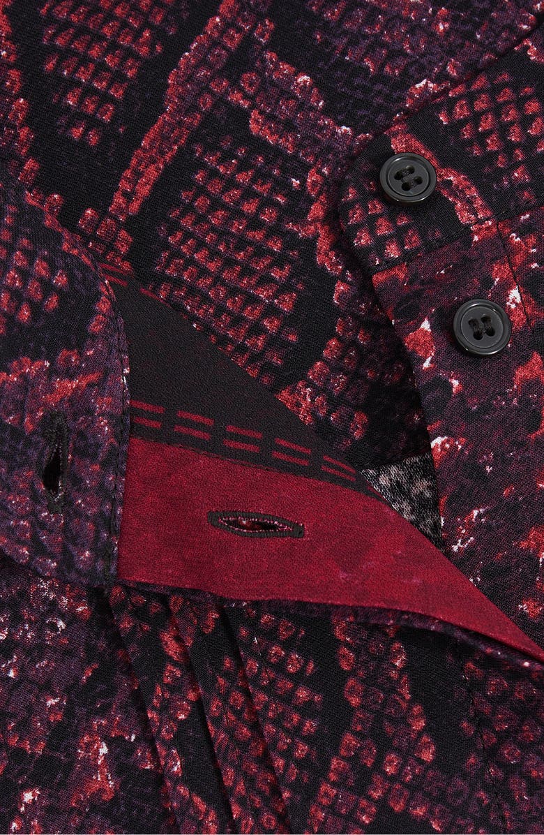 Reiss Aurora Snake Print Long Sleeve Shirtdress, Alternate, color, Burgundy/Black
