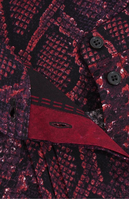 Reiss Womens Burgundy Black Daria Snake-print Belted-waist Woven Midi Dress In Purple