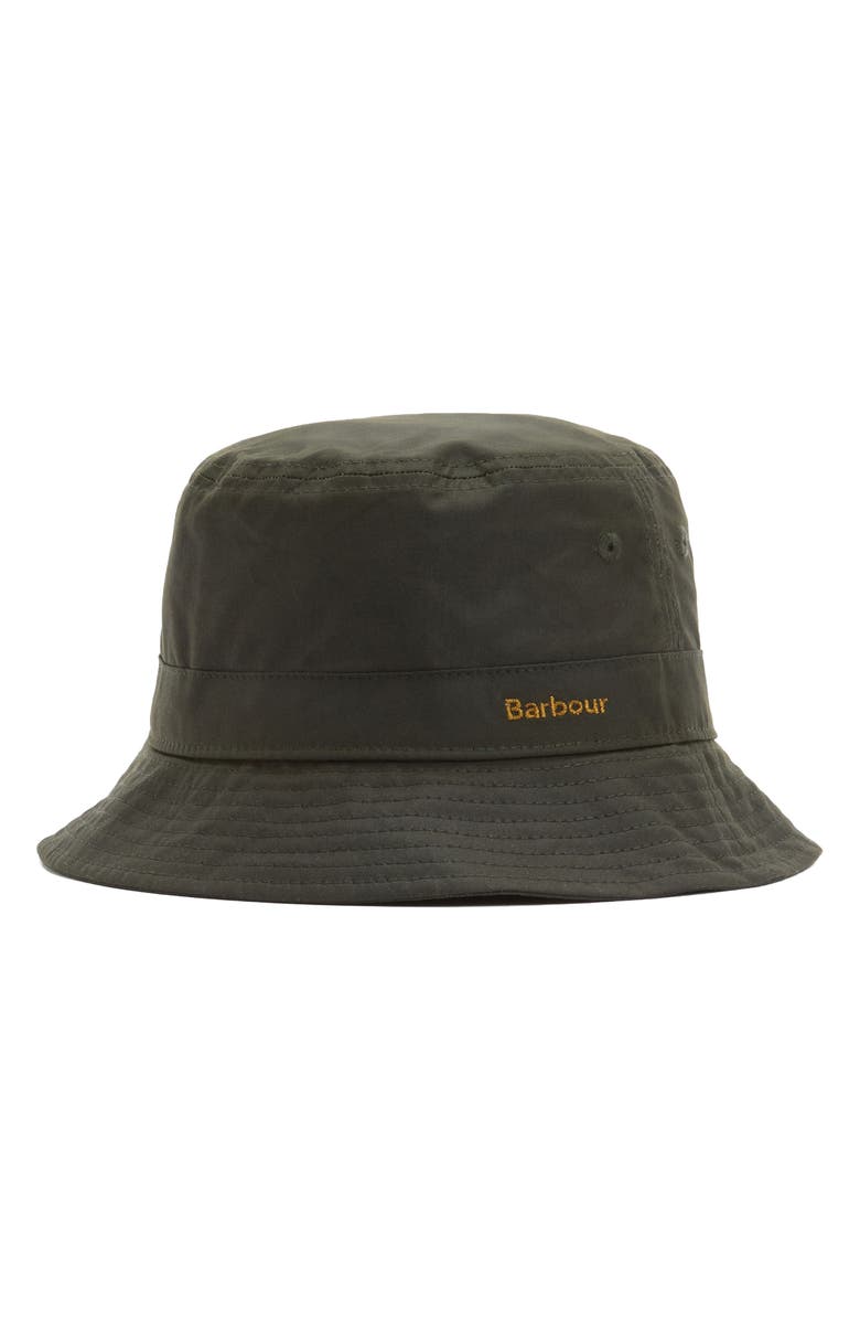 Barbour Belsay Waxed Cotton Bucket Hat, Alternate, color, Fern