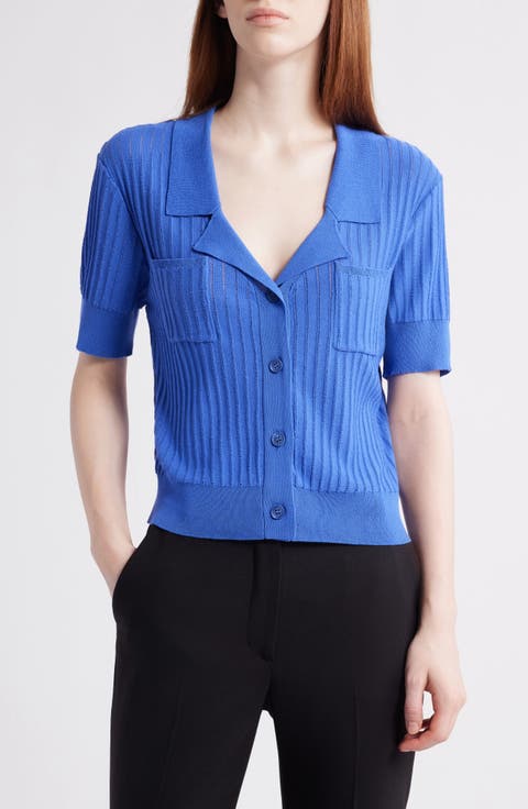 Pointelle Stitch Short Sleeve Cardigan (Regular & Petite)