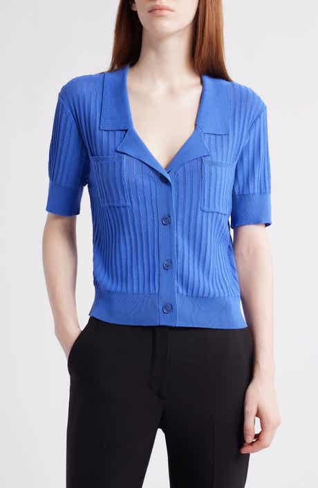 Pointelle Stitch Short Sleeve Cardigan
