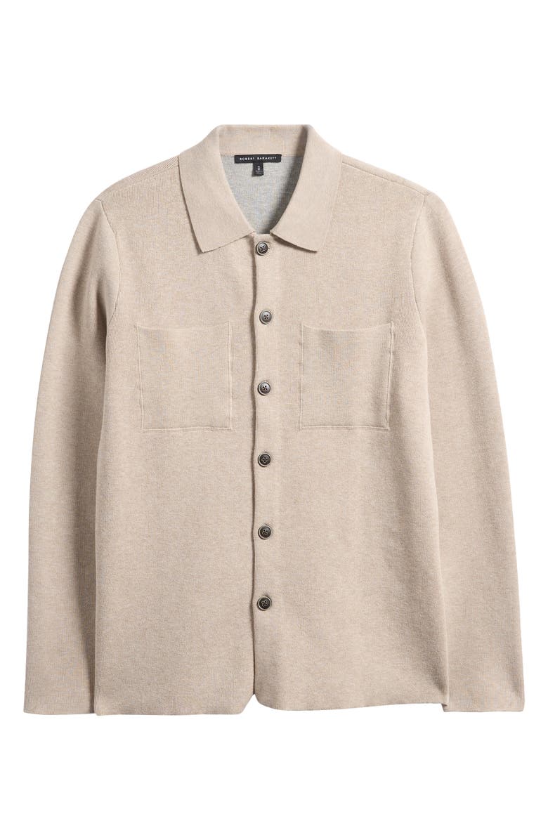 Robert Barakett Cantor Knit Cotton Button-Up Overshirt, Main, color, Tan