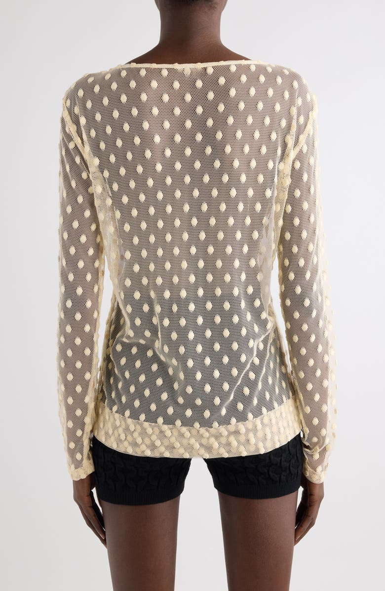 Dries Van Noten Embroidered Polka Dot Mesh Henley, Alternate, color, Ecru