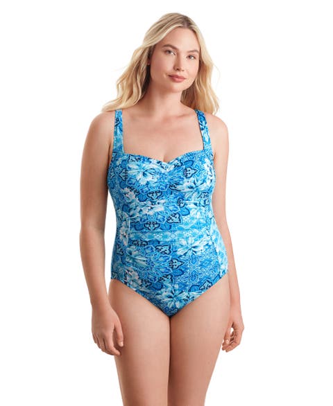 Shirred Bodice Tank Chlorine Resistant One-Piece Swimsuit