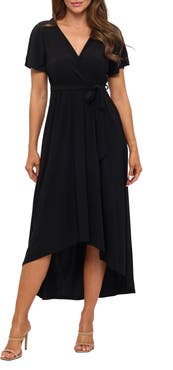 WEST K Flutter Sleeve High/Low Wrap Dress
