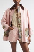 Valentino Tapestry Pocket Solid Cotton & Linen Denim Coat
