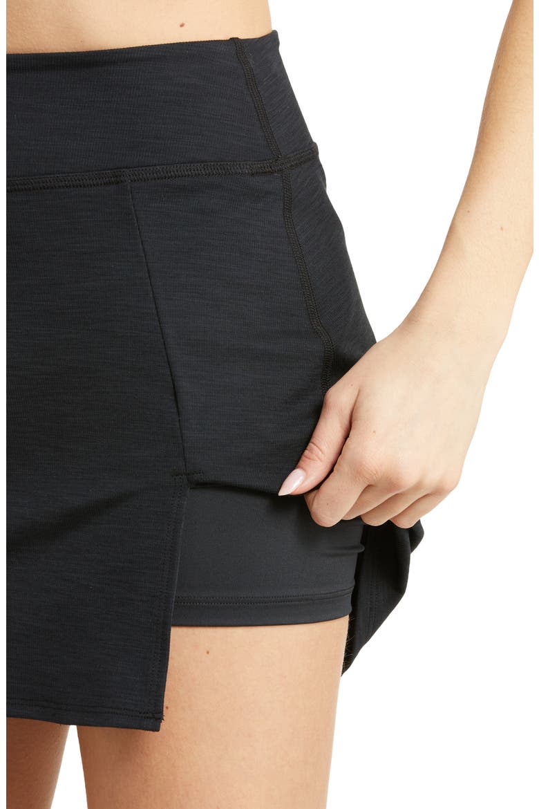 Hold Court High Waist Rib Skort, Alternate, color, BLACK HEATHER