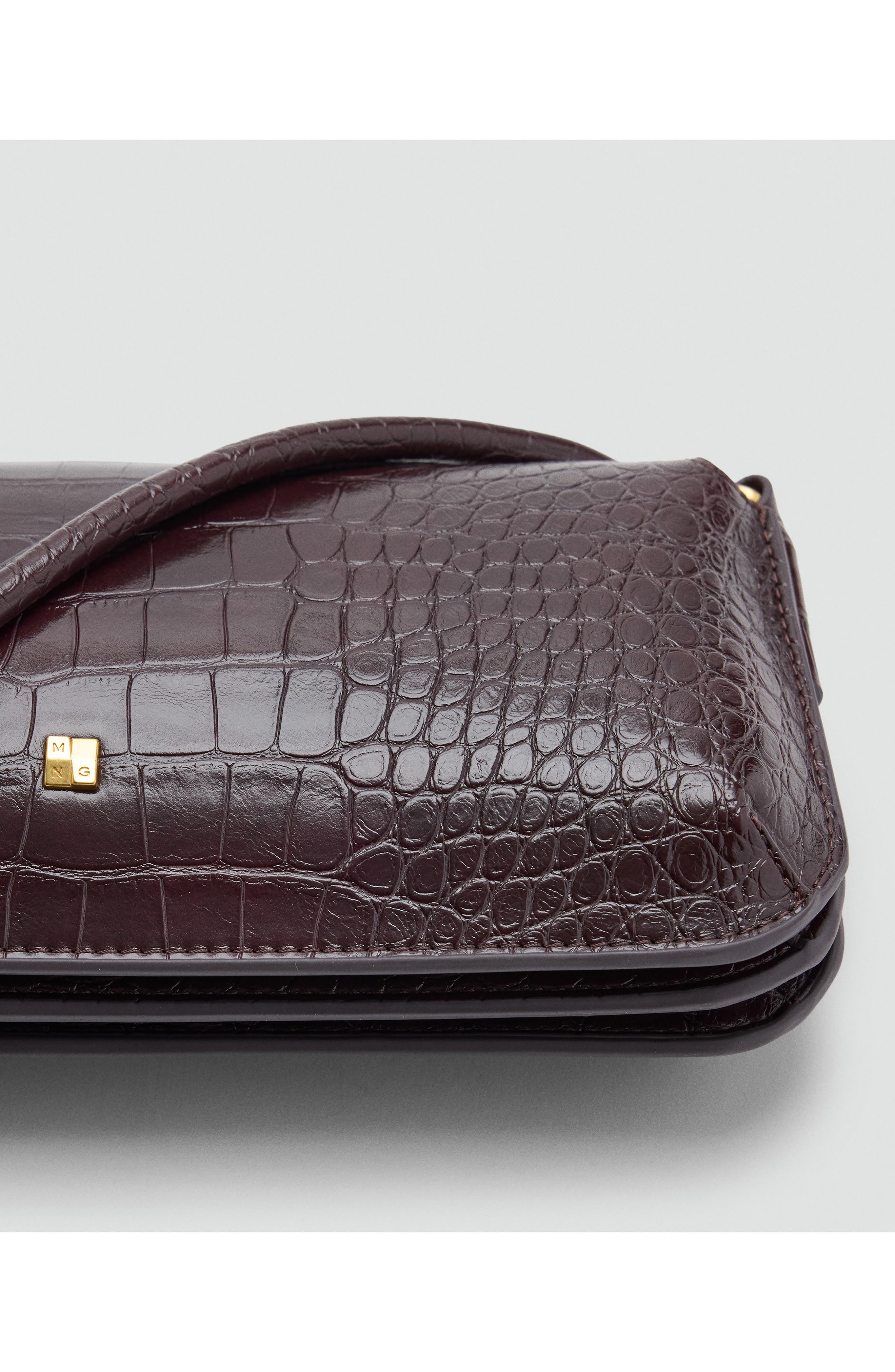 Habana Croc Embossed Faux Leather Shoulder Bag, Alternate, color, BURGUNDY