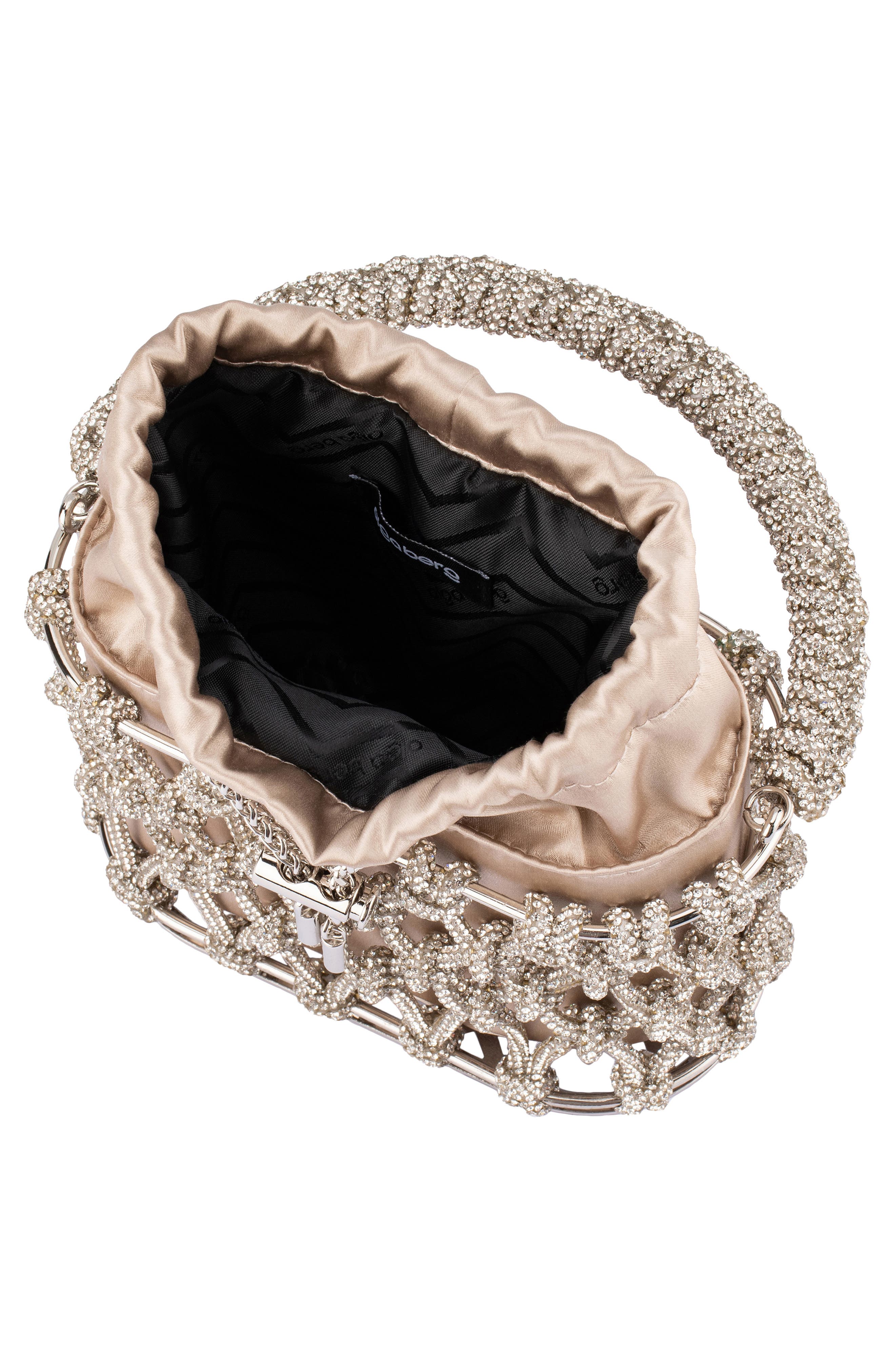 Olga Berg Amelia Crystal Cage Top Handle Bag, Alternate, color, Natural