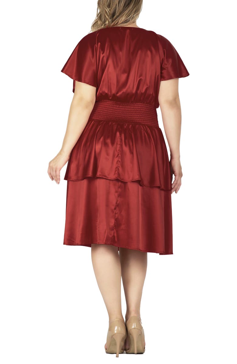 Standards & Practices Tiered Satin Dress, Alternate, color, Red