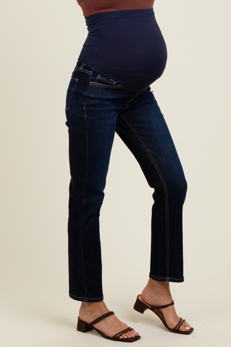 Classic Ankle Slim Straight Leg Maternity Jeans, Alternate, color, Navy Blue