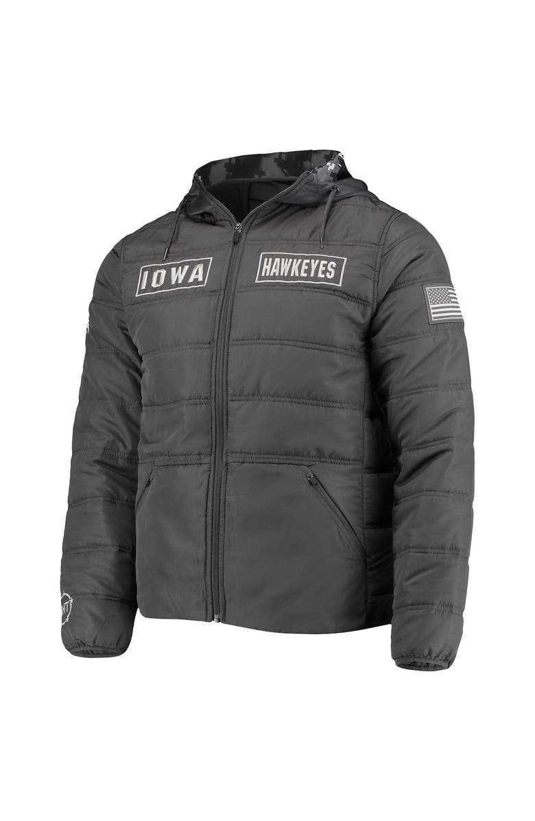 COLOSSEUM Men's Colosseum Charcoal Iowa Hawkeyes OHT Military Appreciation Digital Camo Detail Full-Zip Puffer Jacket, Alternate, color, 