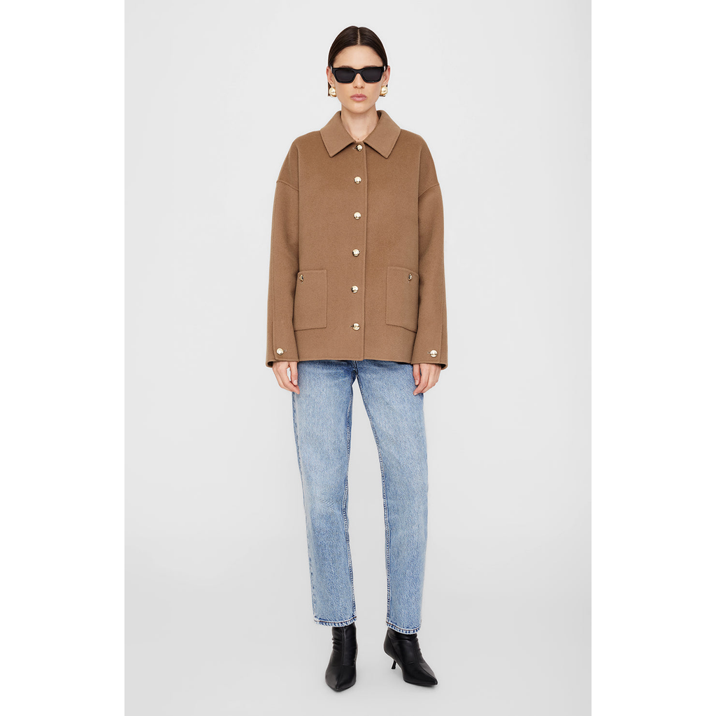 Anine Bing Luca Cashmere Blend Jacket In Brown