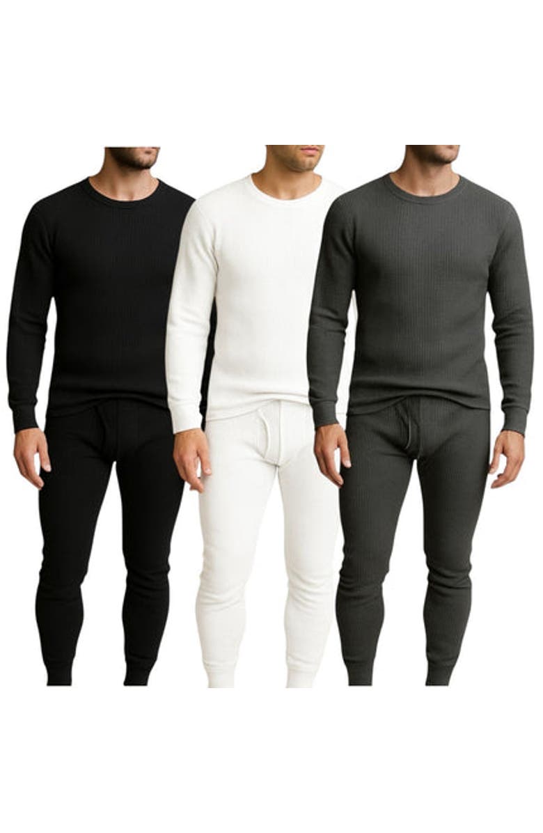 BenBen Men's 3 Pack Waffle Knit Thermal Loungewear Set, Main, color, White/Black/Charcoal