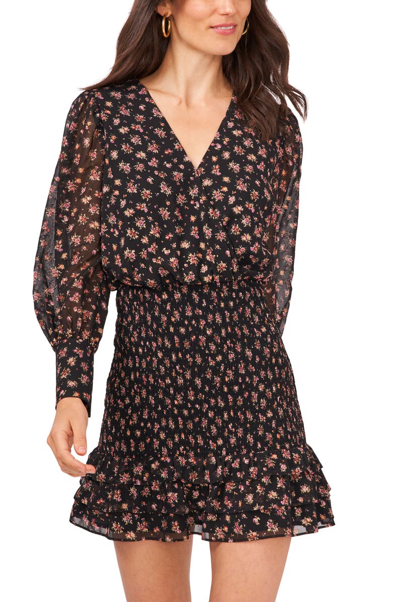 1.STATE Smocked Ruffle Long Sleeve Minidress, Alternate, color,