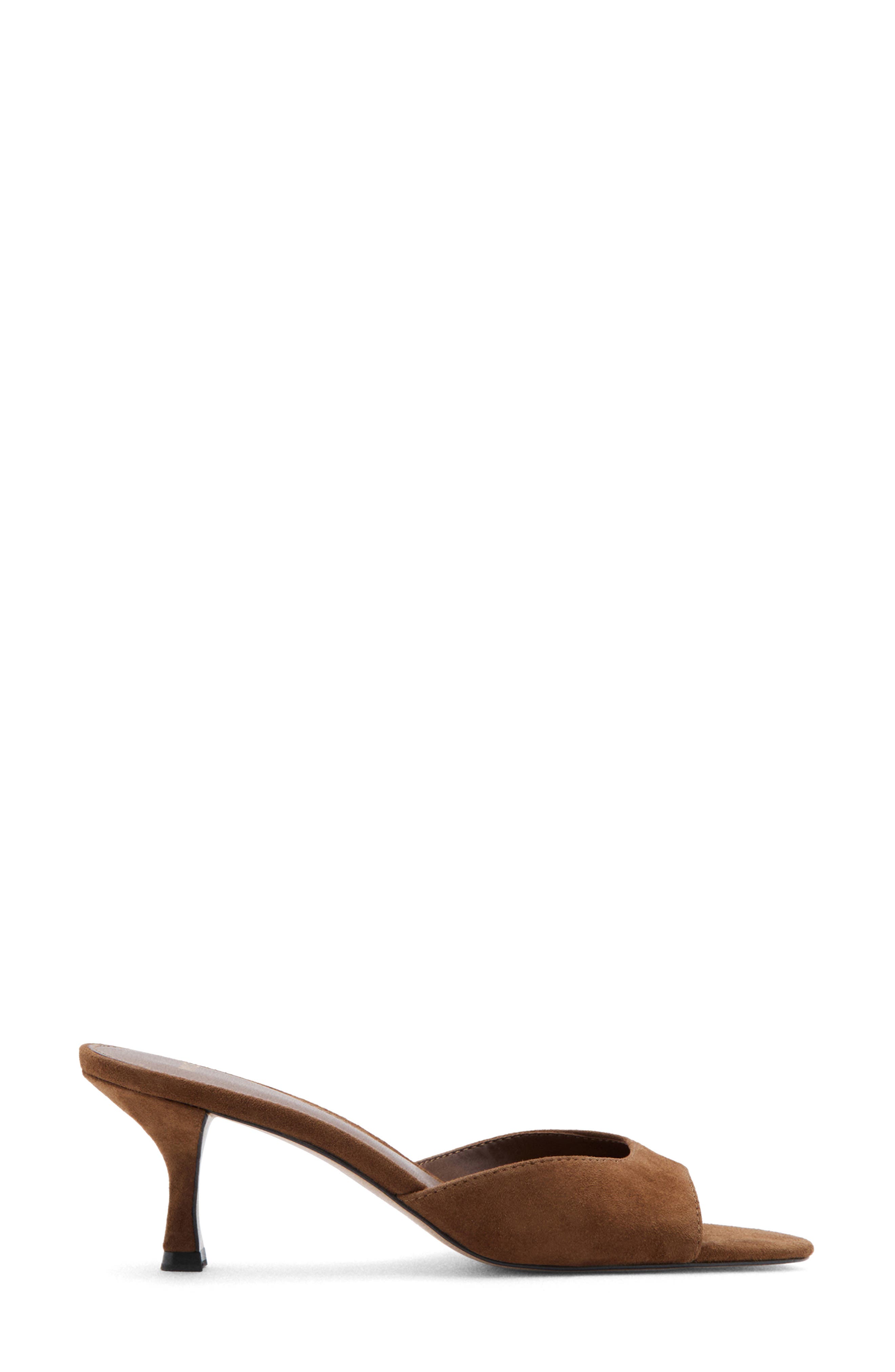 MANGO Funnel Heel Slide Sandal, Alternate, color, Leather