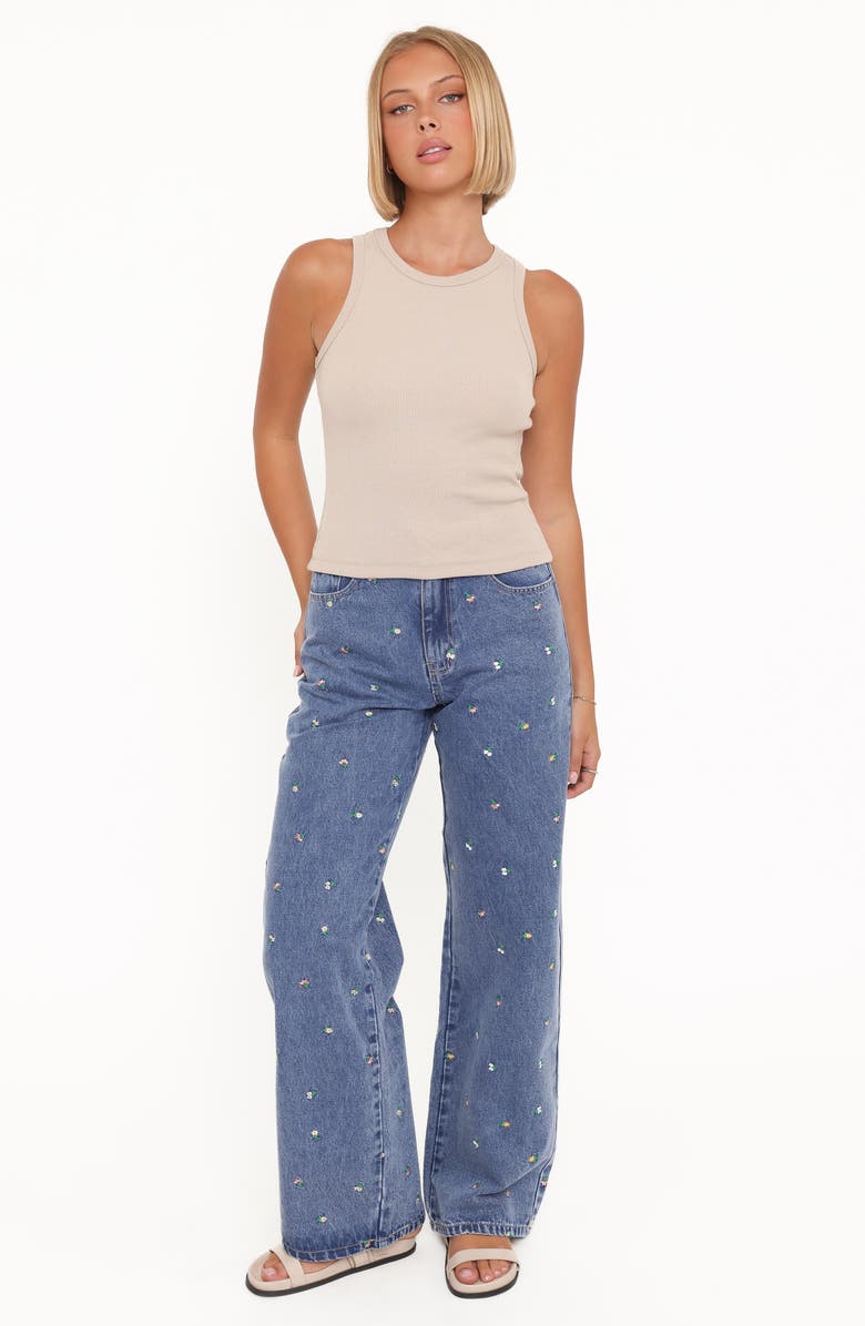 Petal & Pup Kendall Floral Embroidered Straight Leg Jeans, Alternate, color, Embroidery Medium Wash