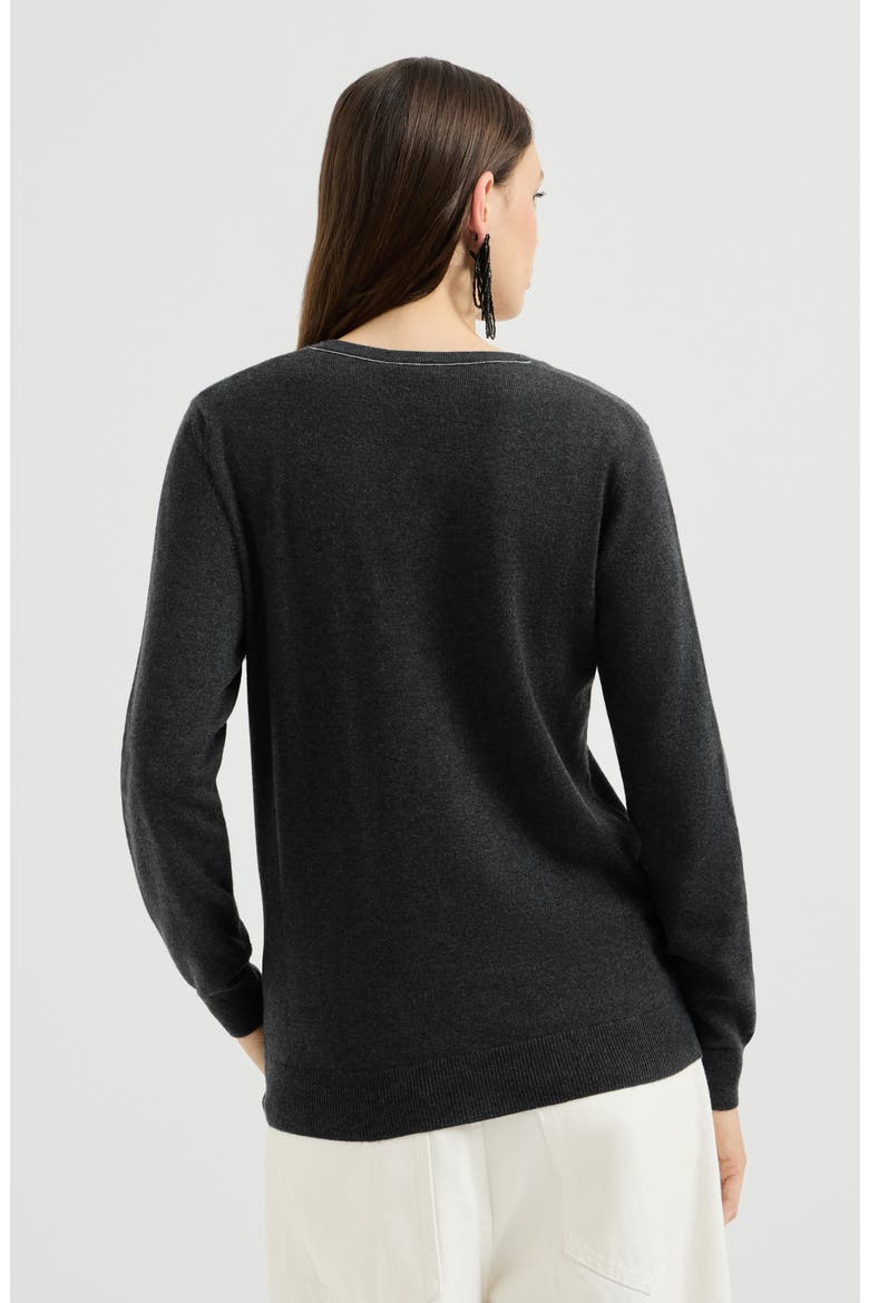 Cashmere sweater with monili, Alternate, color, Lignite