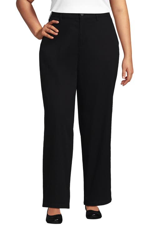 Plus Size Chino High Rise Rail Straight Leg Pants