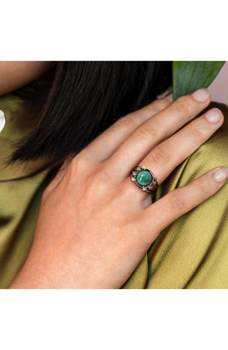 DELMAR Two-Tone Malachite Gothic Ring, Alternate, color, Green