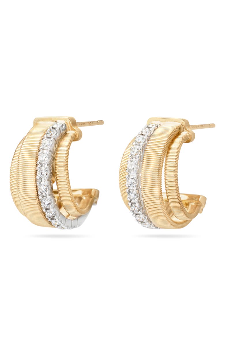 Marco Bicego Masai 18K Gold Coil & Diamond Hoop Earrings, Main, color, 18K Yellow Gold