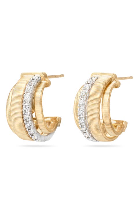 Masai 18K Gold Coil & Diamond Hoop Earrings
