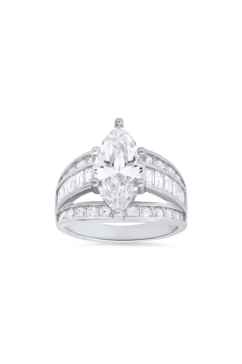Sterling Silver Marquise Cubic Zirconia Ring, Main, color, SILVER