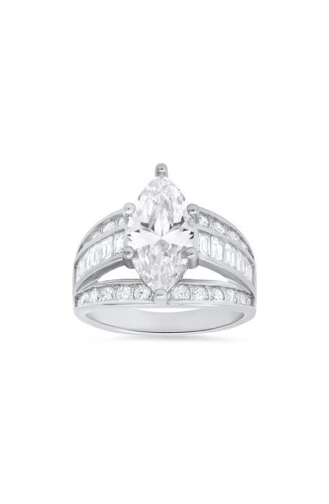 Sterling Silver Marquise Cubic Zirconia Ring