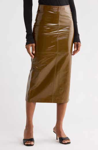 Marta Leather Midi Skirt