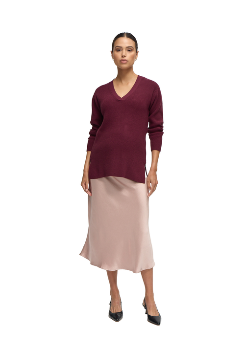 Ingrid & Isabel Side Zip Nursing Maternity Sweater In Pink