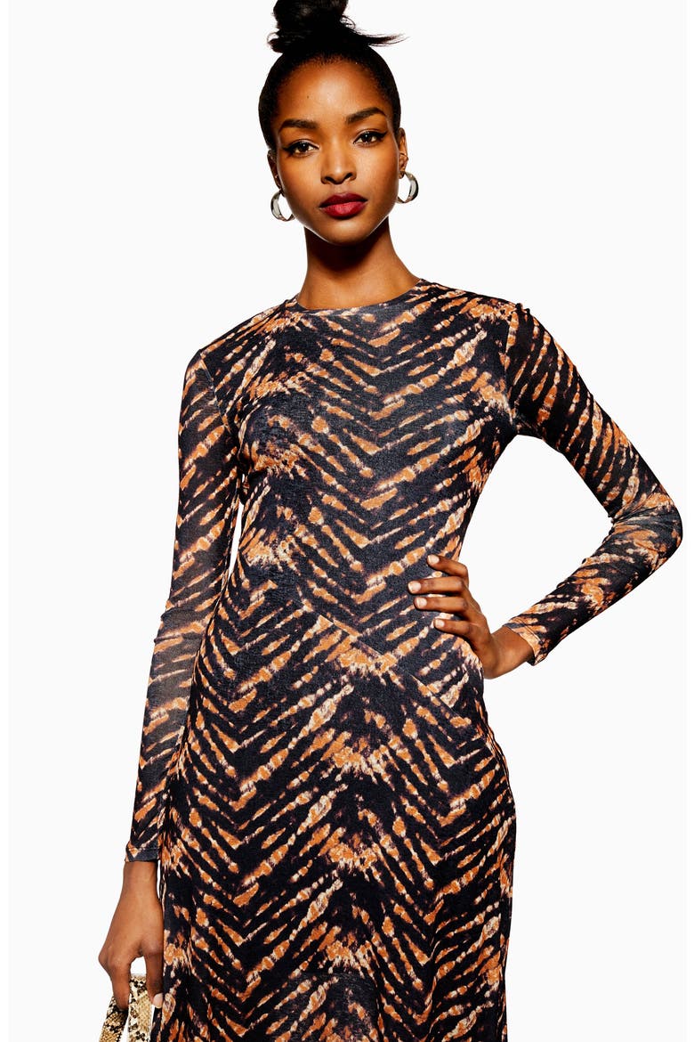Tie Dye Mesh Midi Dress, Alternate, color, BLACK MULTI
