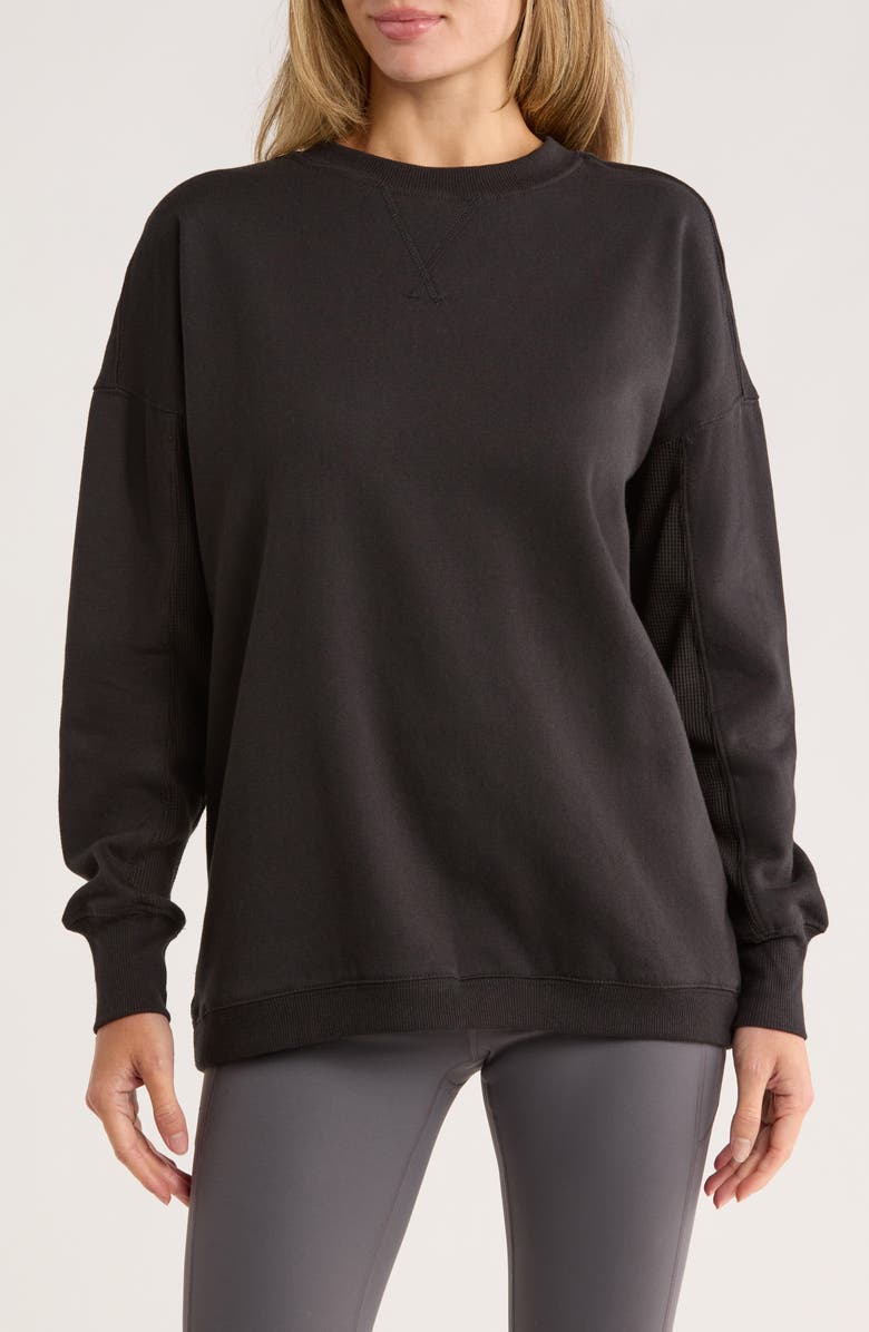 Jessica Simpson Fleece Crewneck Pullover, Main, color, Meteorite