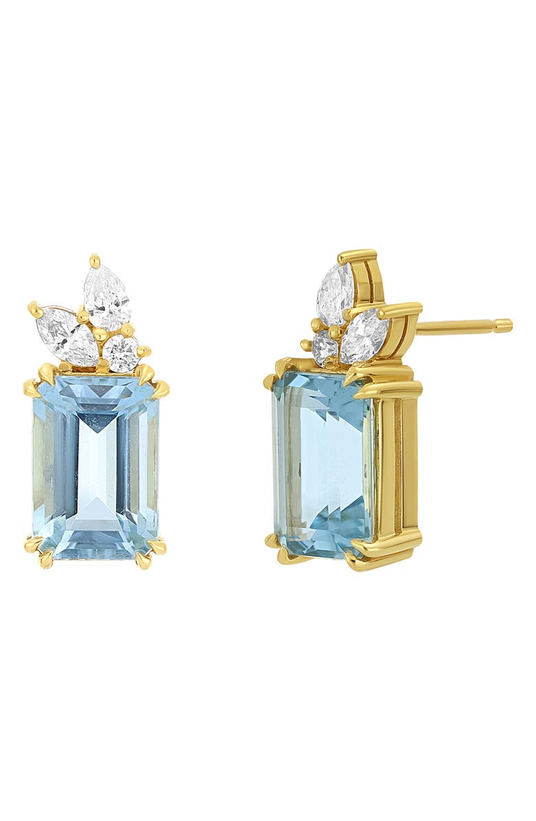Bony Levy Aquamarine & Diamond Stud Earrings, Main, color, 18K Yellow Gold