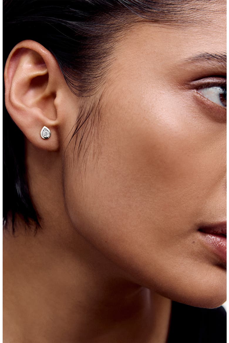 Lab Grown Diamond Pear Stud Earrings, Alternate, color, STERLING SILVER / LAB DIA