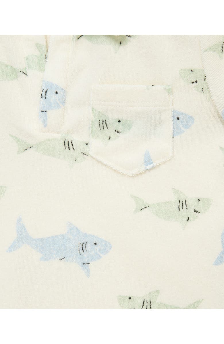 Little Me Kids' Shark Terry Polo & Shorts Set, Alternate, color, Blue/ Green