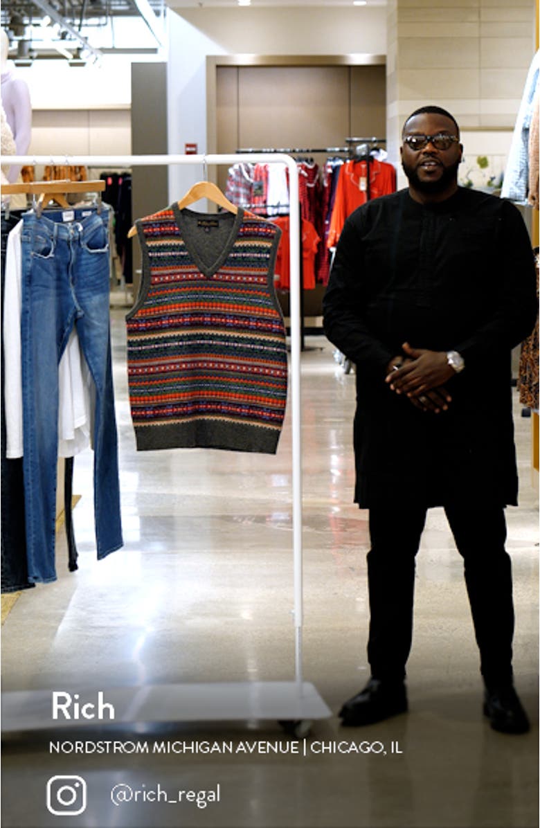 Fair Isle V-Neck Lambswool Sweater Vest, sales video thumbnail