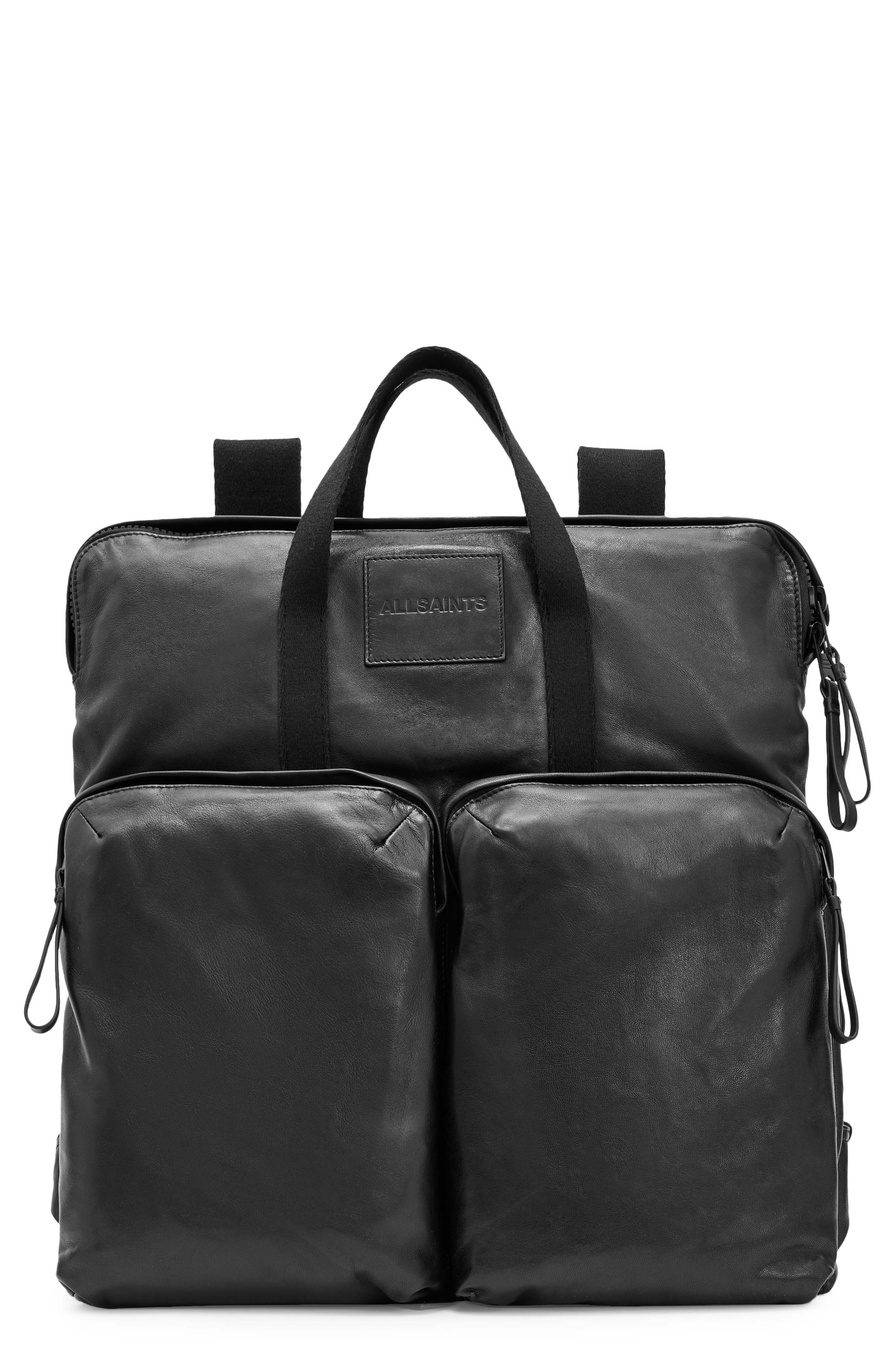 AllSaints Force Leather Backpack, Main, color, 