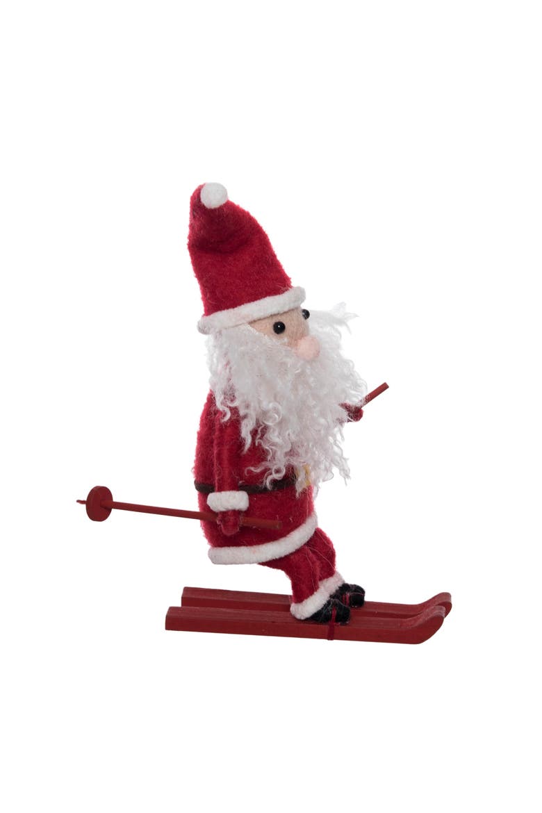 Santa On Skis Figurine, Alternate, color, Red