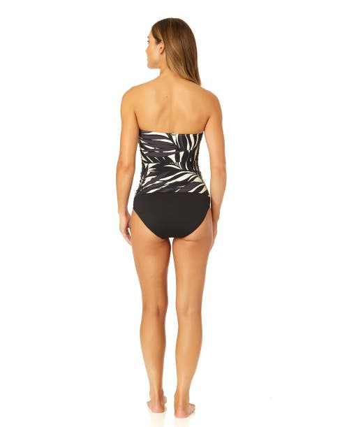 Anne Cole Live In Color Twist Front Bandeaukini Swim Top In Palm Chic