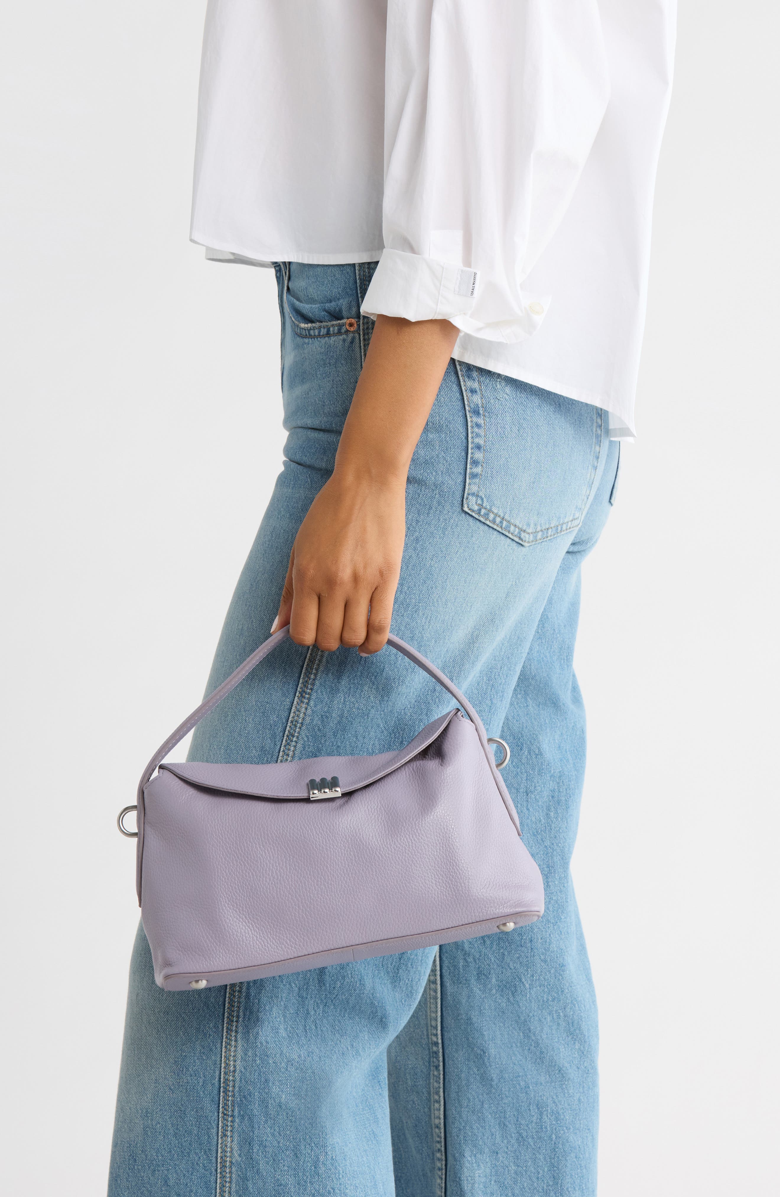 Vince Camuto Sheri Top Handle Leather Satchel, Alternate, color, Thistle