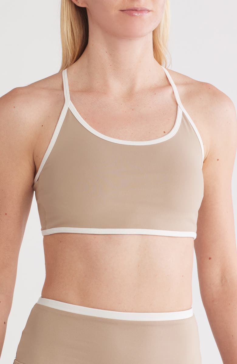 X by Gottex Racerback Sports Bra, Main, color, Gravel