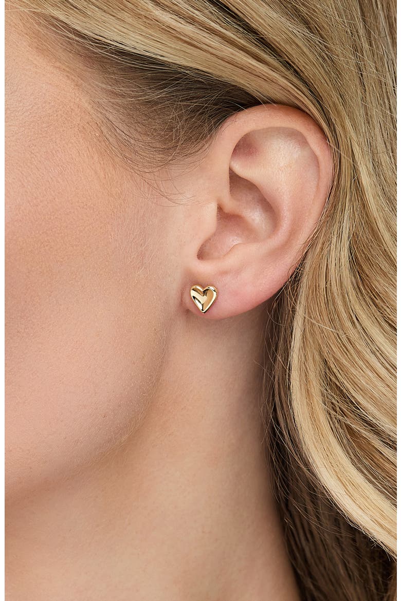 14K Yellow Gold Heart Stud Earrings, Alternate, color, GOLD