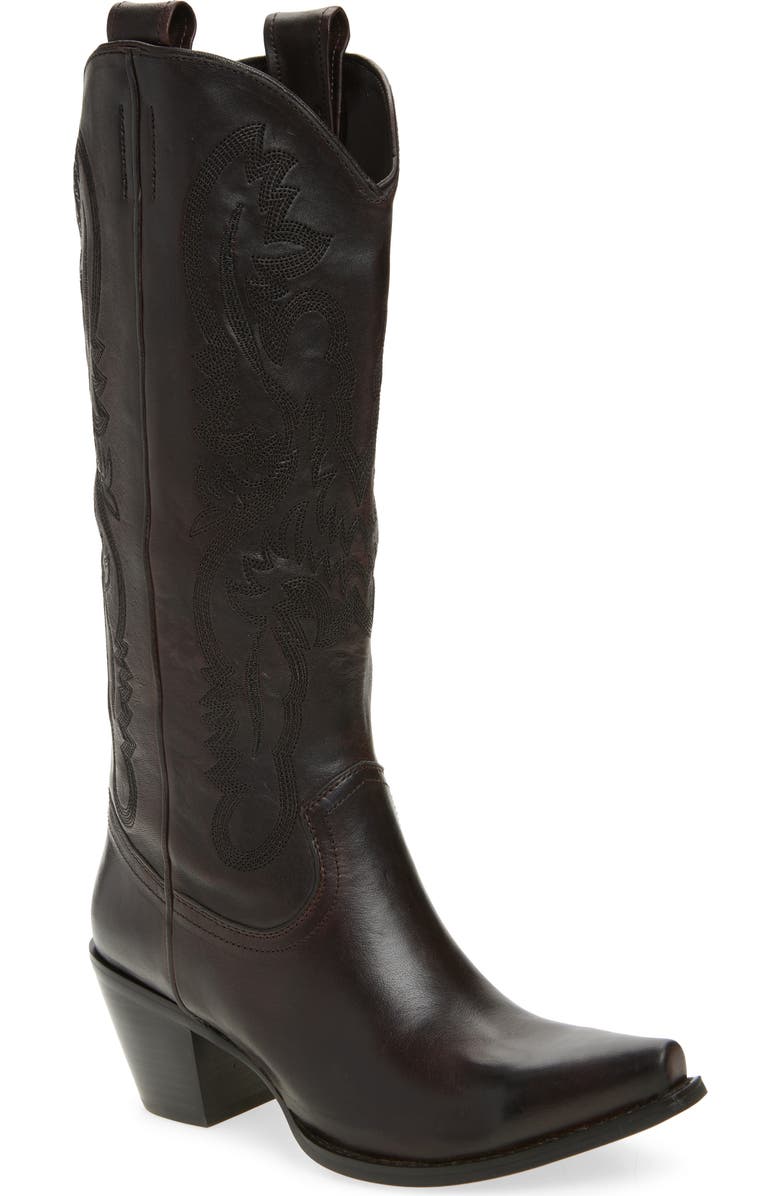 Jeffrey Campbell Rancher Knee High Western Boot, Main, color, Brown Leather