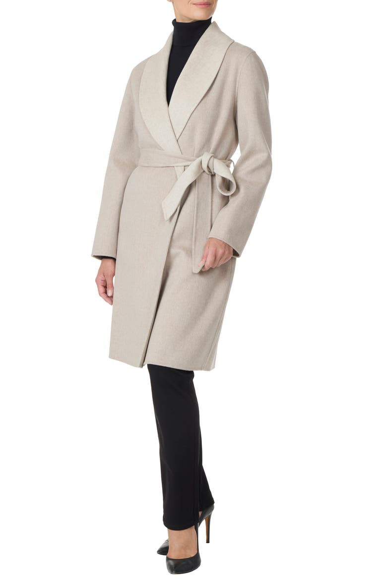 Double Face Wool & Cashmere Wrap Coat, Main, color, OATMEAL / BEIGE