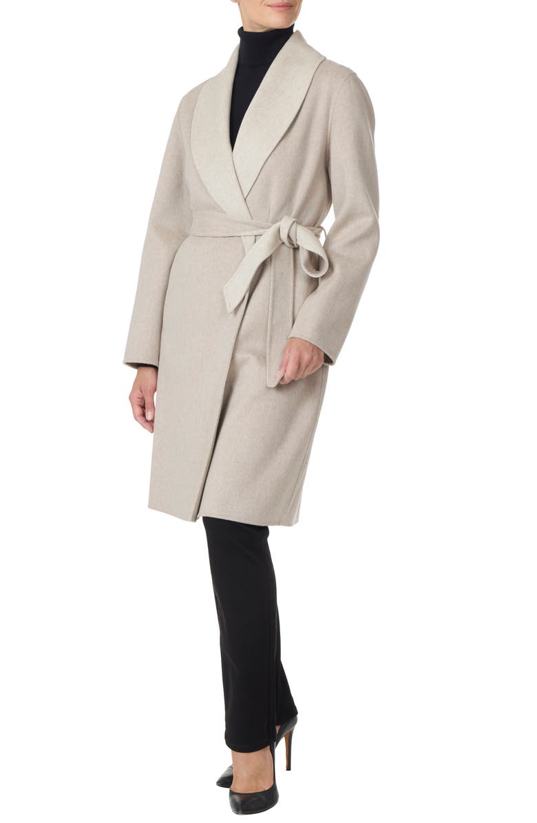 Sofia Cashmere Double Face Wool & Cashmere Wrap Coat, Main, color, Oatmeal / Beige