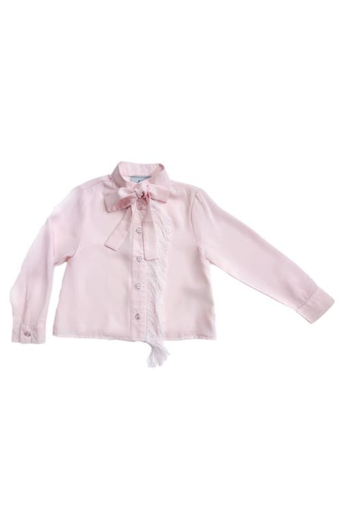 Petite Maison Kids Crepe Fringe Blouse In Pink
