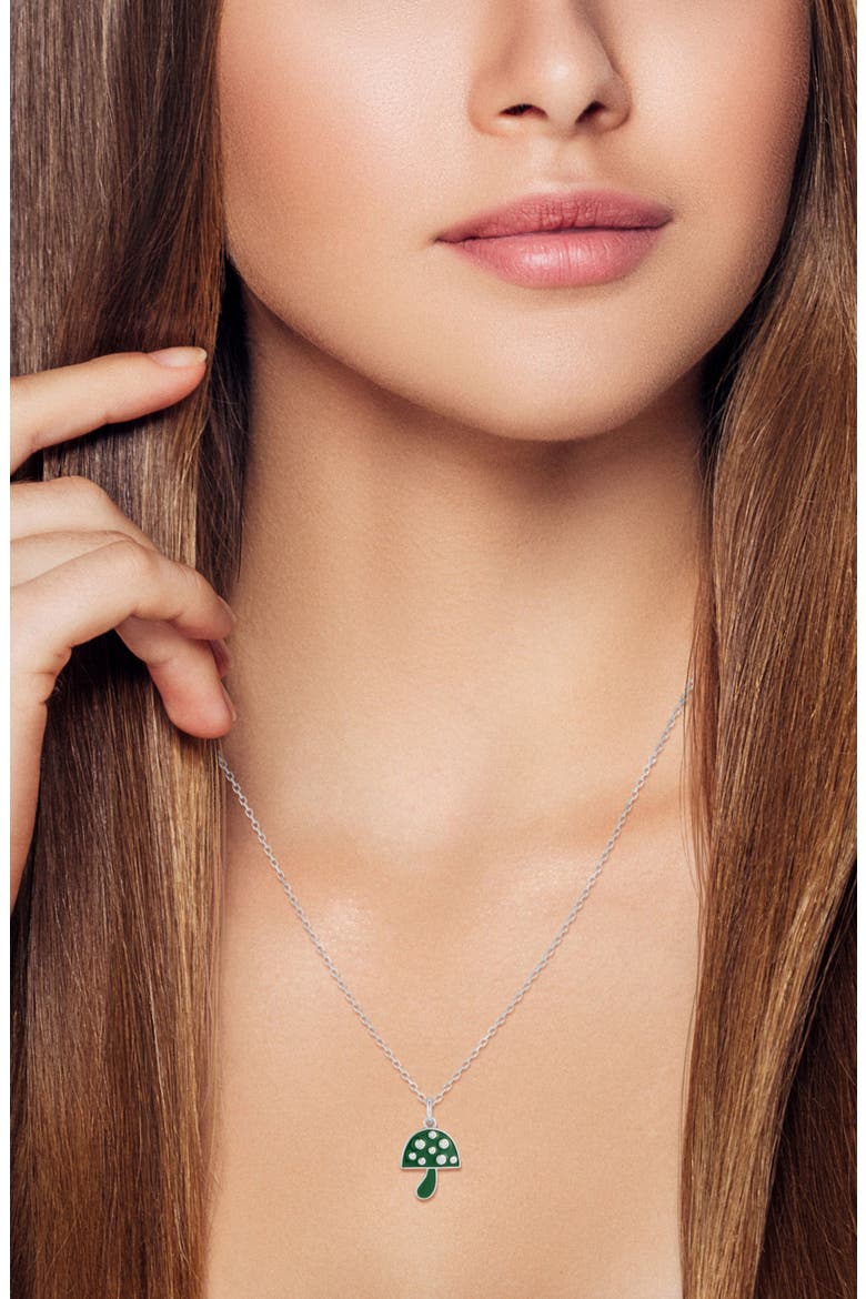 Mushroom Pendant Necklace, Alternate, color, SILVER