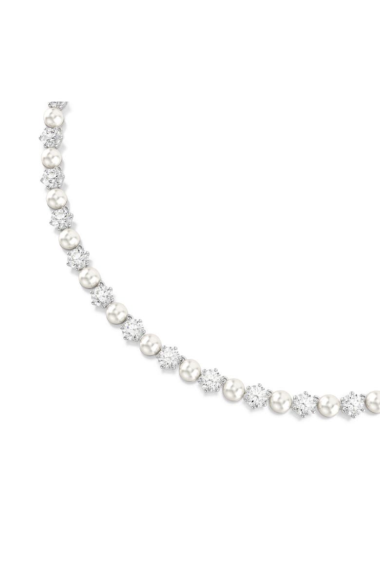 Swarovski Matrix Crystal & Faux Pearl Tennis Necklace, Alternate, color,