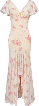 HOUSE OF CB Amina Floral Georgette High Low Cocktail Dress