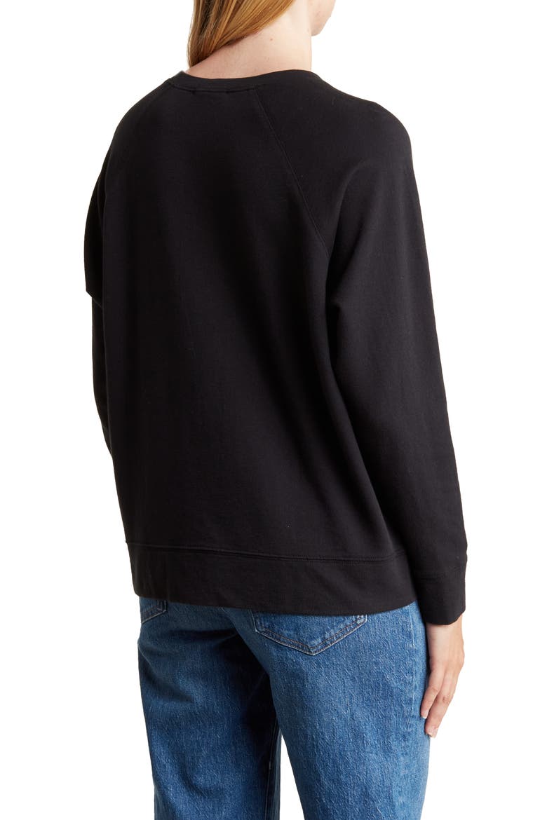 Cotton French Terry Relaxed Sweater, Alternate, color, BLACK